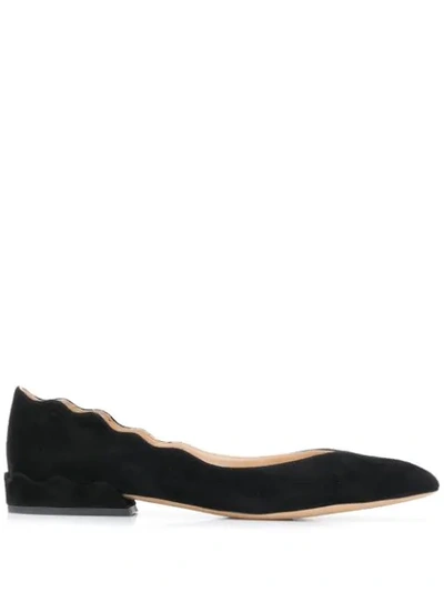 Shop Chloé Scalloped Edge Ballerina Shoes In Black