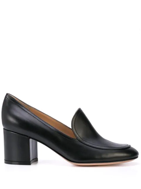 mid heel loafers black