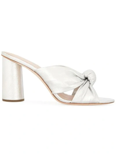 Shop Loeffler Randall Coco Knot-detailed Mules In Silver