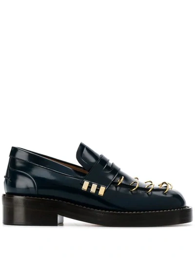 Shop Marni Pierced Thick Sole Loafers In 00b99
