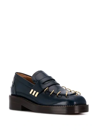 Shop Marni Pierced Thick Sole Loafers In 00b99