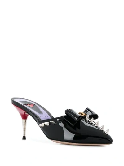 Shop Gucci Mid-heel Patent Leather Mules In Black