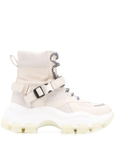 PRADA BLOCK HIGH-TOP SNEAKERS - 大地色