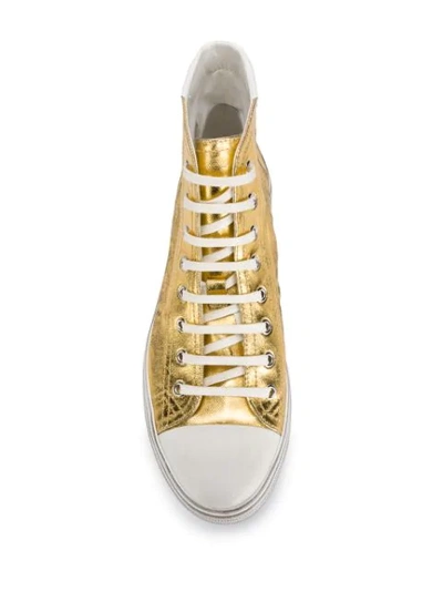 Shop Saint Laurent Bedford Metallic Sneakers In Gold