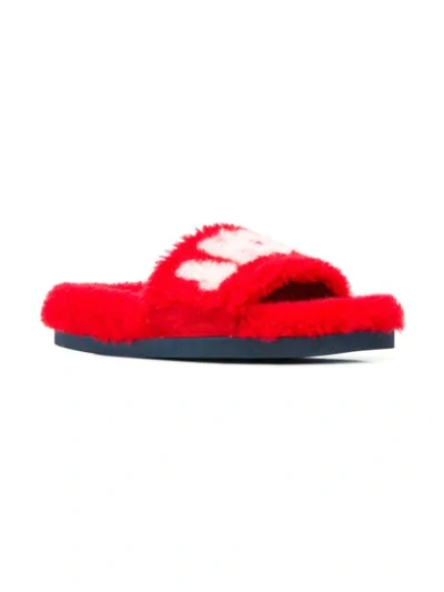 Shop Mr & Mrs Italy Shearling Slide Sandals In Red
