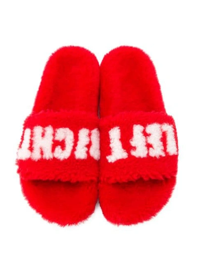 Shop Mr & Mrs Italy Shearling Slide Sandals In Red