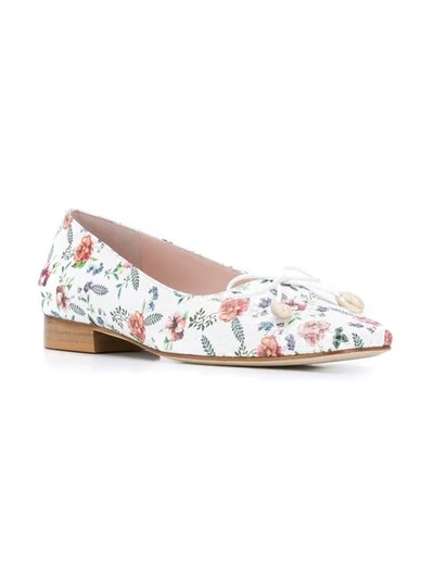 Shop Leandra Medine Floral Print Ballerinas In White