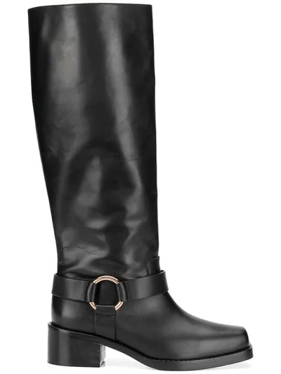 Shop Red Valentino Red(v) Harness Boots In Black