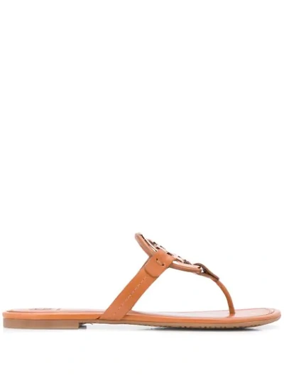 TORY BURCH LOGO STRAPPY SANDALS - 棕色