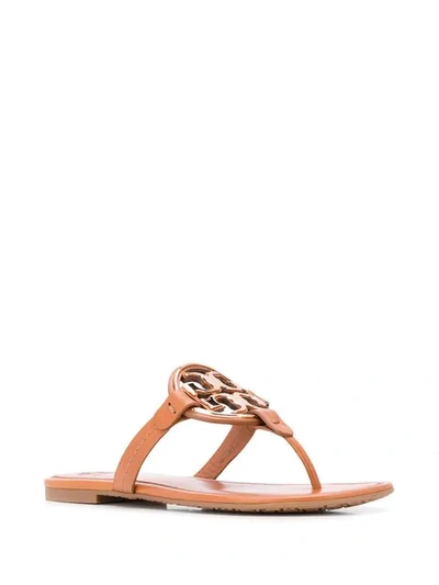 Shop Tory Burch Logo Strappy Sandals In Brown