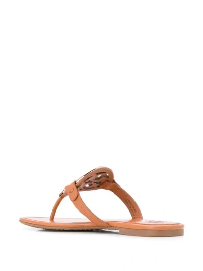 Shop Tory Burch Logo Strappy Sandals In Brown