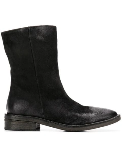 Shop Marsèll Distressed Suede Ankle Boots In Black