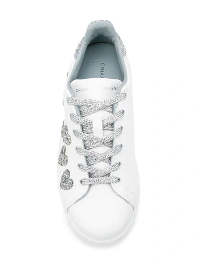 Shop Chiara Ferragni Glitter Heart Sneakers In White