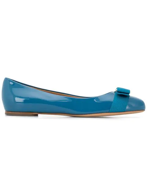 blue patent leather flats