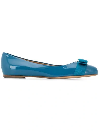 Shop Ferragamo Varina Ballerinas In Blue