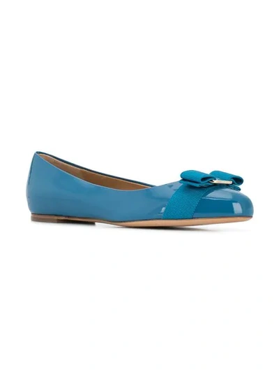 Shop Ferragamo Varina Ballerinas In Blue