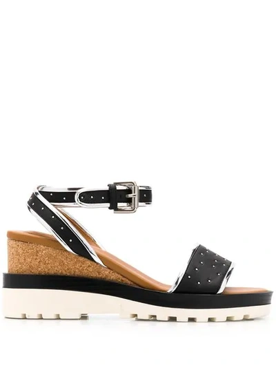 Shop See By Chloé Studded Wedge Sandals In Black