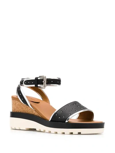 Shop See By Chloé Studded Wedge Sandals In Black