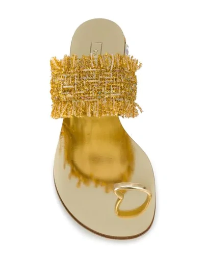 Shop Casadei Lurex Gemstone Sandals - Gold
