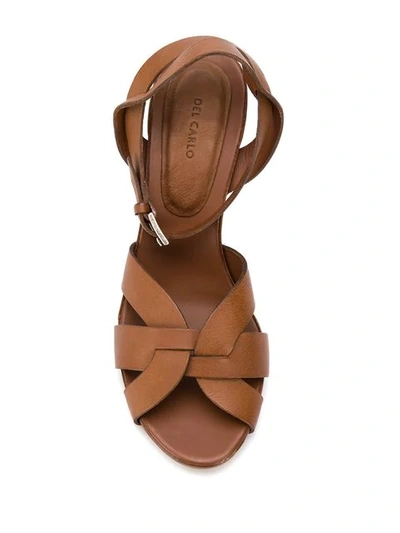 Shop Del Carlo Strappy Block Heel Sandals In Brown