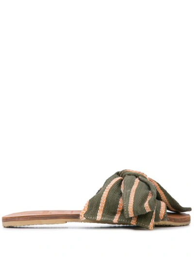 Shop Brother Vellies Striped Slides In Green