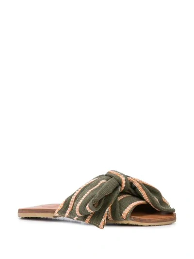 Shop Brother Vellies Striped Slides In Green