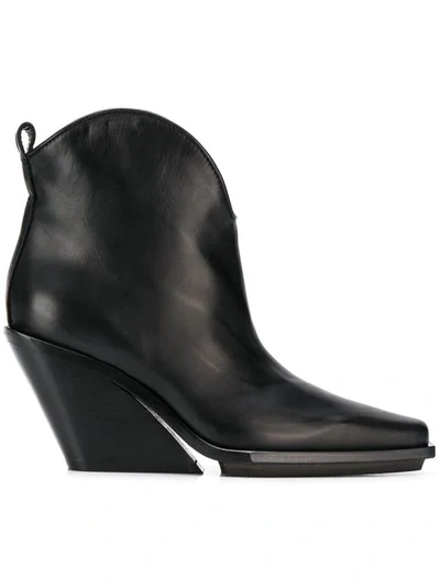Shop Ann Demeulemeester Angled Heel Ankle Boots In Black