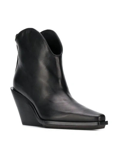 ANN DEMEULEMEESTER ANGLED HEEL ANKLE BOOTS - 黑色