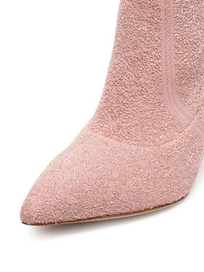 Shop Gianvito Rossi Pink Fiona 85 Bouclé Stretch Fabric Ankle Booties In Neutrals