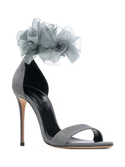 Shop Casadei Ruffle Embellishment Sandals - Grey