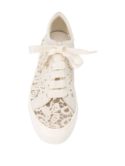 Shop Agl Attilio Giusti Leombruni Lace Design Sneakers In Offwhite