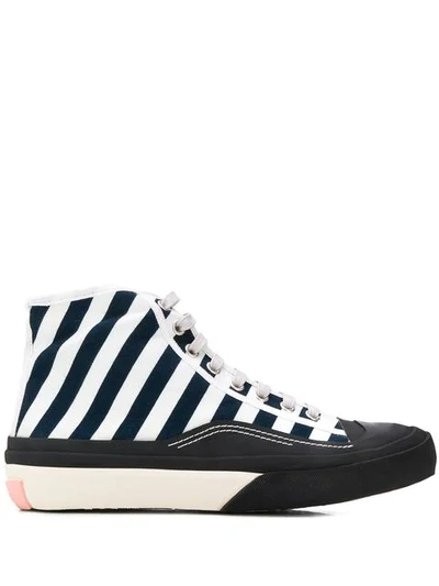 Shop Acne Studios Striped Canvas Sneakers In Blue