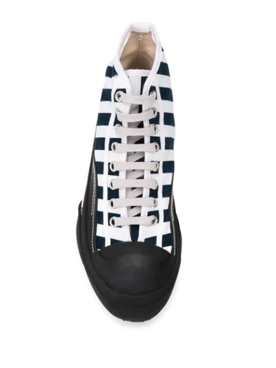 Shop Acne Studios Striped Canvas Sneakers In Blue