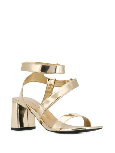 Shop Kendall + Kylie Chunky Heel Sandals In Golll Platino Specchio Crom