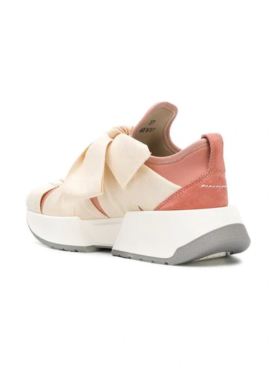 Shop Mm6 Maison Margiela Ribbon Tied Sneakers In Neutrals