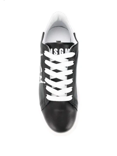 Shop Msgm Logo Lace-up Sneakers In Black