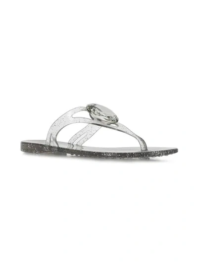 Shop Casadei Jelly Flip Flops In Neutrals