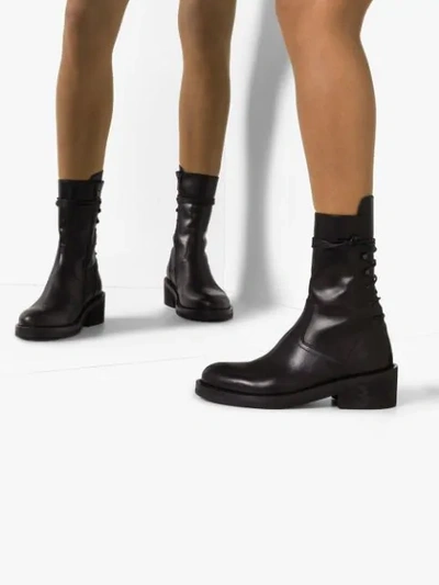 ANN DEMEULEMEESTER LACE-UP ANKLE BOOTS - 黑色