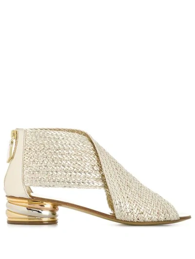 Shop Casadei Braided Sandals - Gold