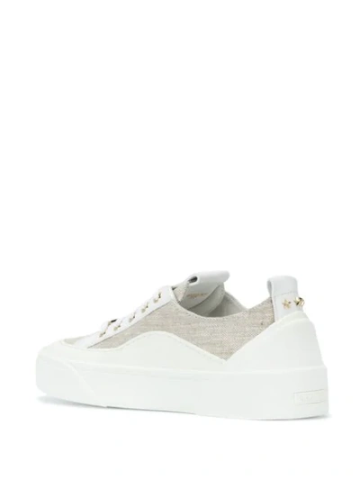 Shop Jimmy Choo Lace-up Panelled Sneakers In White