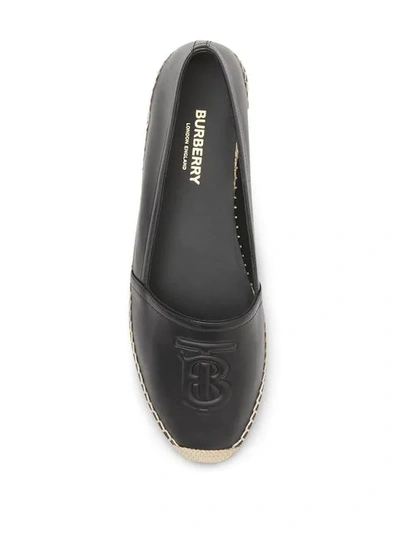 Shop Burberry Monogram Motif Leather Espadrilles In Black