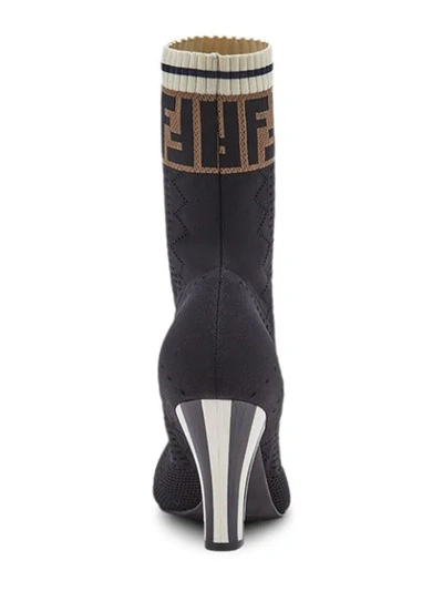 Shop Fendi Logo Sock Boots In F13rh-black Tab Black Mari