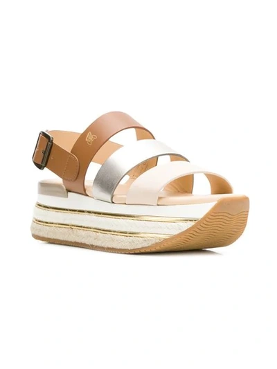 Hogan Panelled Platform Sandals In Brown