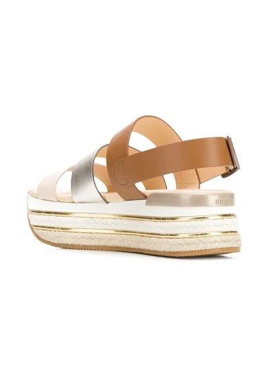 Hogan Panelled Platform Sandals In Brown