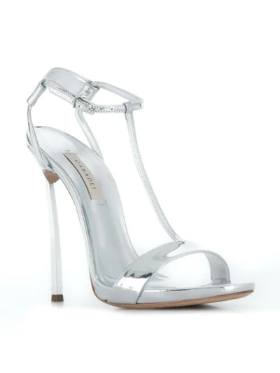 Shop Casadei T-bar Stiletto Sandals In Silver