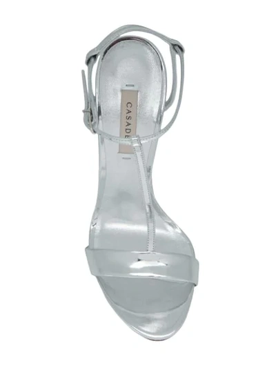 Shop Casadei T-bar Stiletto Sandals In Silver