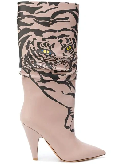 Shop Valentino Garavani Tiger Print Boots In Neutrals