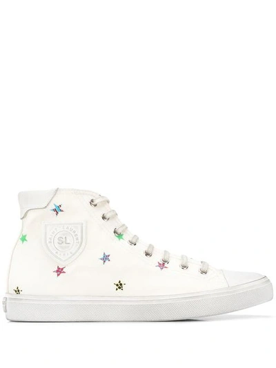 SAINT LAURENT STAR PRINT SNEAKERS - 白色