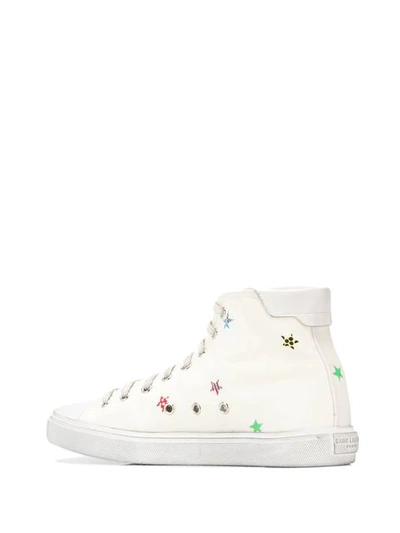 Shop Saint Laurent Malibu Star-print Sneakers In White