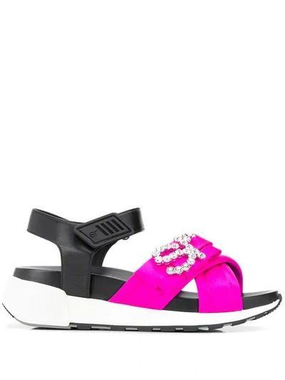 Shop Sergio Rossi Sr Icona Embellished Sandals In Pink